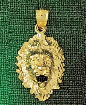 Lion Head Pendant Necklace Charm Bracelet in Yellow, White or Rose Gold 1665
