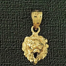 Lion Head Pendant Necklace Charm Bracelet in Yellow, White or Rose Gold 1667