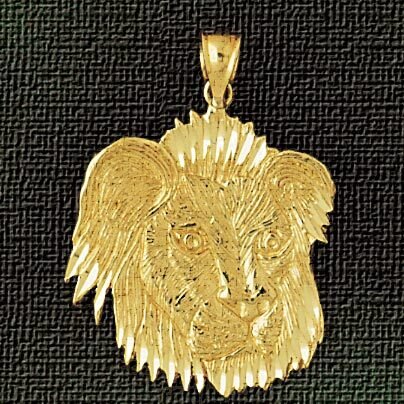 Lion Head Pendant Necklace Charm Bracelet in Yellow, White or Rose Gold 1670