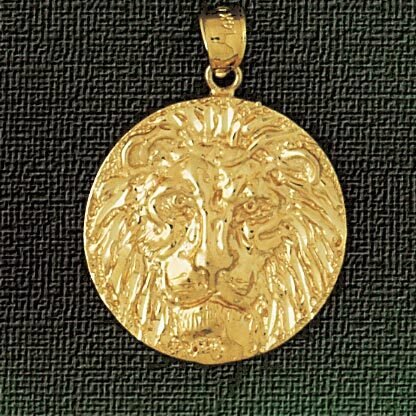Lion Head Pendant Necklace Charm Bracelet in Yellow, White or Rose Gold 1671