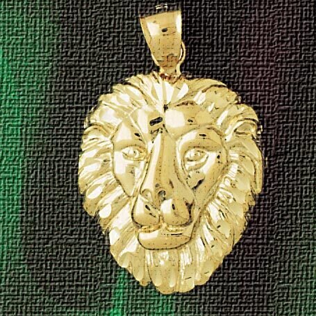 Lion Head Pendant Necklace Charm Bracelet in Yellow, White or Rose Gold 1672