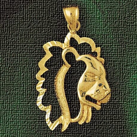 Lion Head Pendant Necklace Charm Bracelet in Yellow, White or Rose Gold 1673