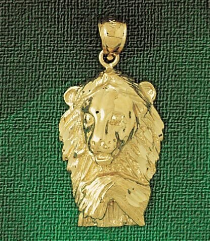 Lion Head Pendant Necklace Charm Bracelet in Yellow, White or Rose Gold 1674