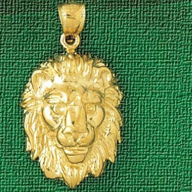Lion Head Pendant Necklace Charm Bracelet in Yellow, White or Rose Gold 1676
