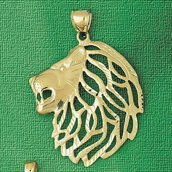 Lion Head Pendant Necklace Charm Bracelet in Yellow, White or Rose Gold 1677
