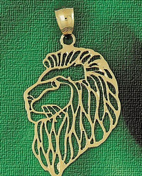 Lion Head Pendant Necklace Charm Bracelet in Yellow, White or Rose Gold 1678