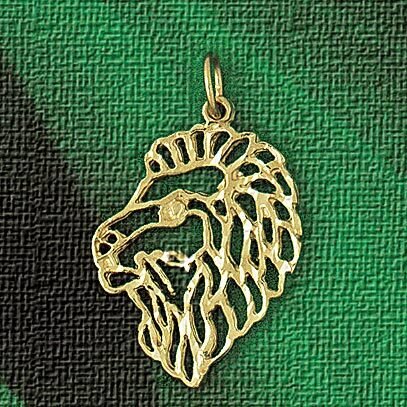 Lion Head Pendant Necklace Charm Bracelet in Yellow, White or Rose Gold 1679