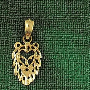 Lion Head Pendant Necklace Charm Bracelet in Yellow, White or Rose Gold 1681