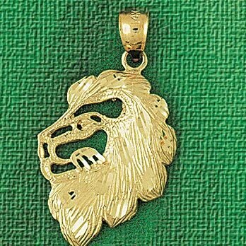 Lion Head Pendant Necklace Charm Bracelet in Yellow, White or Rose Gold 1684