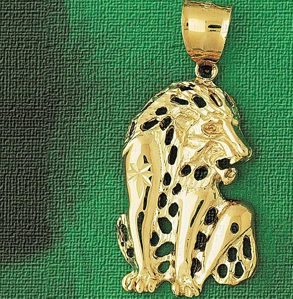 Lion Pendant Necklace Charm Bracelet in Yellow, White or Rose Gold 1687
