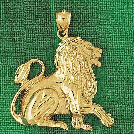 Lion Pendant Necklace Charm Bracelet in Yellow, White or Rose Gold 1690