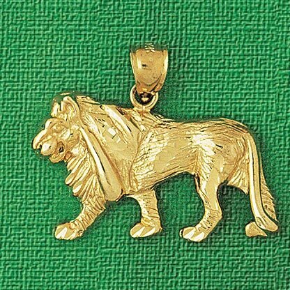 Lion Pendant Necklace Charm Bracelet in Yellow, White or Rose Gold 1694