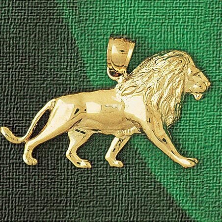 Lion Pendant Necklace Charm Bracelet in Yellow, White or Rose Gold 1697