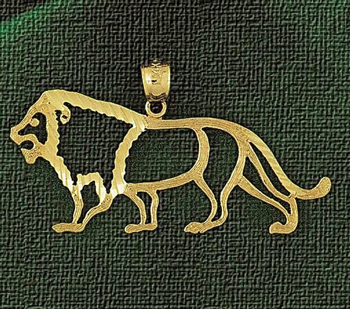 Lion Pendant Necklace Charm Bracelet in Yellow, White or Rose Gold 1701