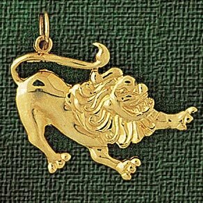 Lion Pendant Necklace Charm Bracelet in Yellow, White or Rose Gold 1705