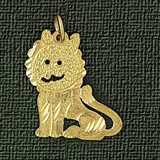 Lion Pendant Necklace Charm Bracelet in Yellow, White or Rose Gold 1707