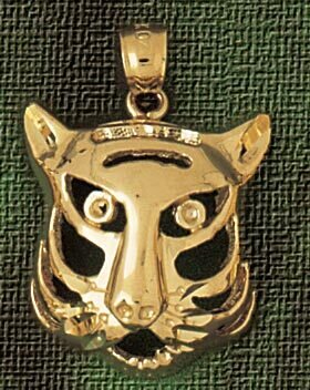 Tiger Head Pendant Necklace Charm Bracelet in Yellow, White or Rose Gold 1709