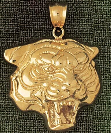 Tiger Head Pendant Necklace Charm Bracelet in Yellow, White or Rose Gold 1711