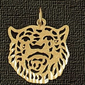 Tiger Head Pendant Necklace Charm Bracelet in Yellow, White or Rose Gold 1713