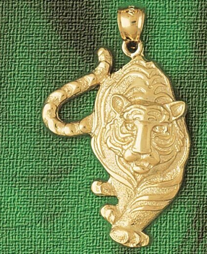 Tiger Pendant Necklace Charm Bracelet in Yellow, White or Rose Gold 1714