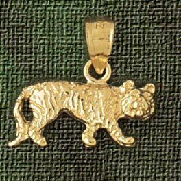 Tiger Pendant Necklace Charm Bracelet in Yellow, White or Rose Gold 1717