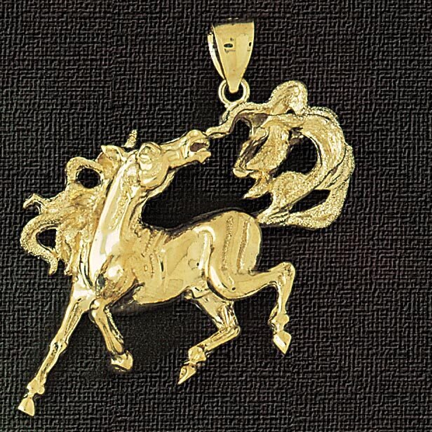 Wild Horse Pendant Necklace Charm Bracelet in Yellow, White or Rose Gold 1741