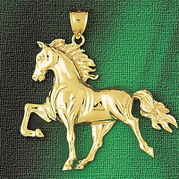 Wild Horse Pendant Necklace Charm Bracelet in Yellow, White or Rose Gold 1742