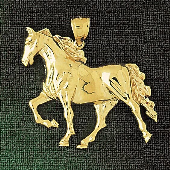Wild Horse Pendant Necklace Charm Bracelet in Yellow, White or Rose Gold 1744