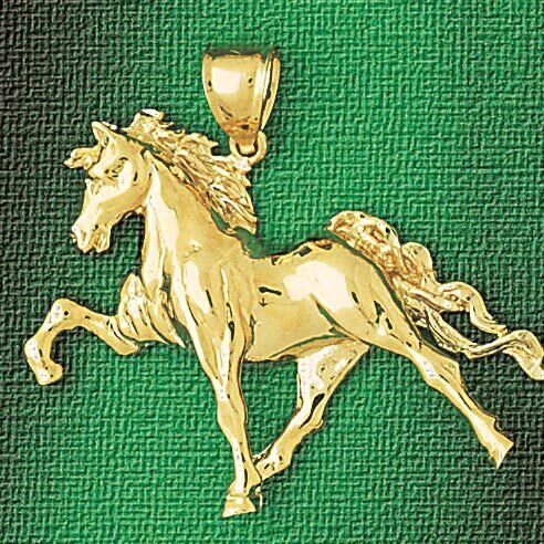 Wild Horse Pendant Necklace Charm Bracelet in Yellow, White or Rose Gold 1745
