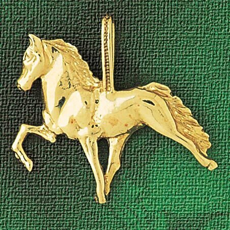 Racing Horse Pendant Necklace Charm Bracelet in Yellow, White or Rose Gold 1746