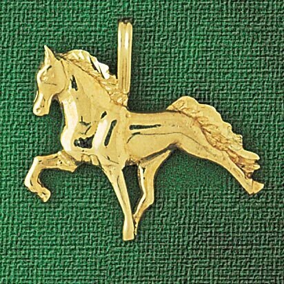 Dazzlers Jewelry Racing Horse Pendant Necklace Charm Bracelet in Yellow, White or Rose Gold 1747, M…
