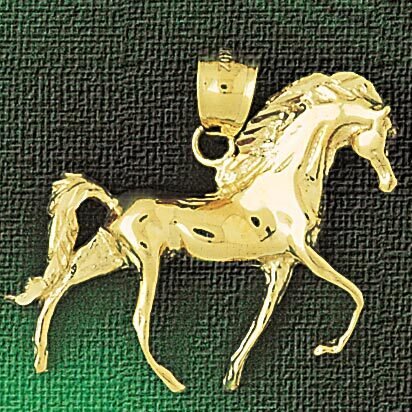 Racing Horse Pendant Necklace Charm Bracelet in Yellow, White or Rose Gold 1751