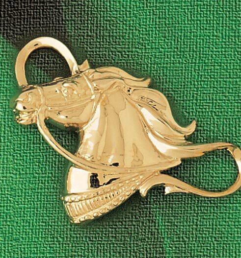 Horse Head Pendant Necklace Charm Bracelet in Yellow, White or Rose Gold 1755