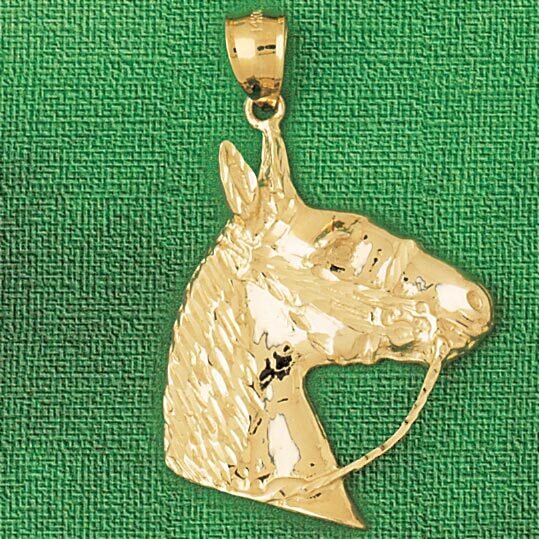 Horse Head Pendant Necklace Charm Bracelet in Yellow, White or Rose Gold 1757