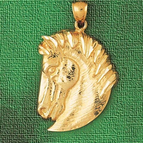 Horse Head Pendant Necklace Charm Bracelet in Yellow, White or Rose Gold 1762