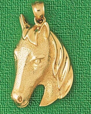 Horse Head Pendant Necklace Charm Bracelet in Yellow, White or Rose Gold 1764