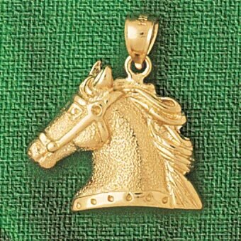 Horse Head Pendant Necklace Charm Bracelet in Yellow, White or Rose Gold 1768