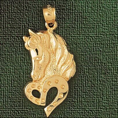 Horse Head Pendant Necklace Charm Bracelet in Yellow, White or Rose Gold 1772