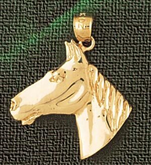 Horse Head Pendant Necklace Charm Bracelet in Yellow, White or Rose Gold 1775