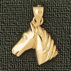 Horse Head Pendant Necklace Charm Bracelet in Yellow, White or Rose Gold 1776