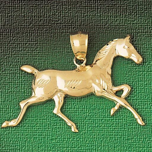 Horse Pendant Necklace Charm Bracelet in Yellow, White or Rose Gold 1780