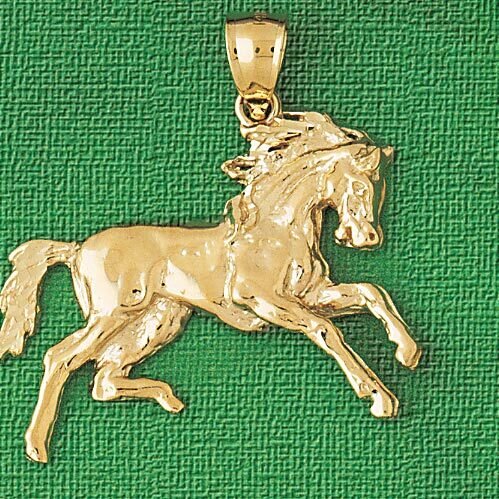 Horse Pendant Necklace Charm Bracelet in Yellow, White or Rose Gold 1781