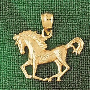 Horse Pendant Necklace Charm Bracelet in Yellow, White or Rose Gold 1788