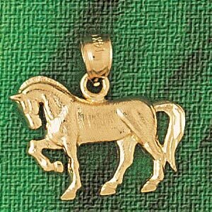 Horse Pendant Necklace Charm Bracelet in Yellow, White or Rose Gold 1790