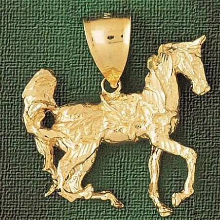 Horse Pendant Necklace Charm Bracelet in Yellow, White or Rose Gold 1792