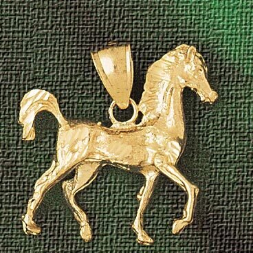Horse Pendant Necklace Charm Bracelet in Yellow, White or Rose Gold 1793