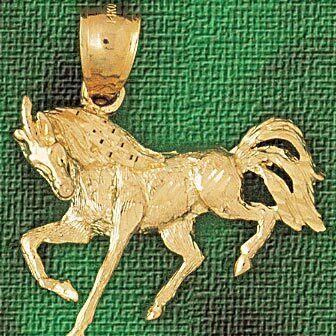 Horse Pendant Necklace Charm Bracelet in Yellow, White or Rose Gold 1795