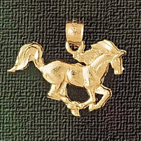 Horse Pendant Necklace Charm Bracelet in Yellow, White or Rose Gold 1797