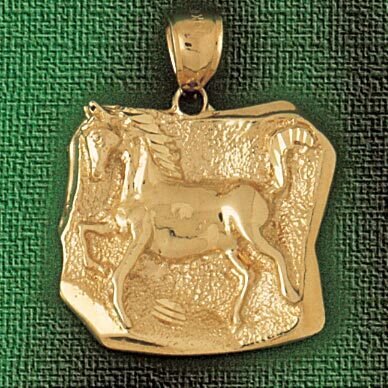 Horse Head Pendant Necklace Charm Bracelet in Yellow, White or Rose Gold 1804