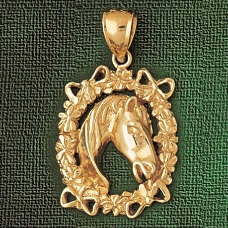 Horse Head Pendant Necklace Charm Bracelet in Yellow, White or Rose Gold 1805